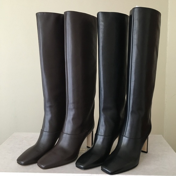 Jimmy Choo MAHESA 85 Square Heel Knee Hight Dark Brown Calf Leather Wome… - Picture 2 of 16